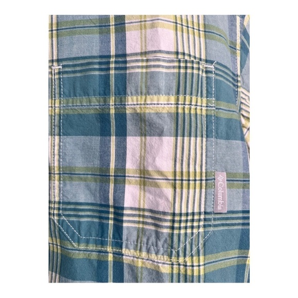 COLUMBIA Green Plaid Trail Short Sleeve Casual Button Front Shirt Size M NEW - Picture 10 of 13